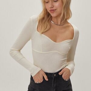 [nastygal] white gathered sweetheart body suit#2